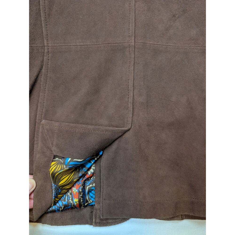 Lilly Pulitzer Lamb Suede Blazer Jacket Brown Leather Coat Medium M - Picture 6 of 7